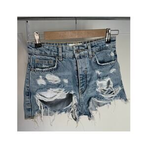 Bershka Women's Cutoff High‎ Rise Button Up Shorts Size 2
